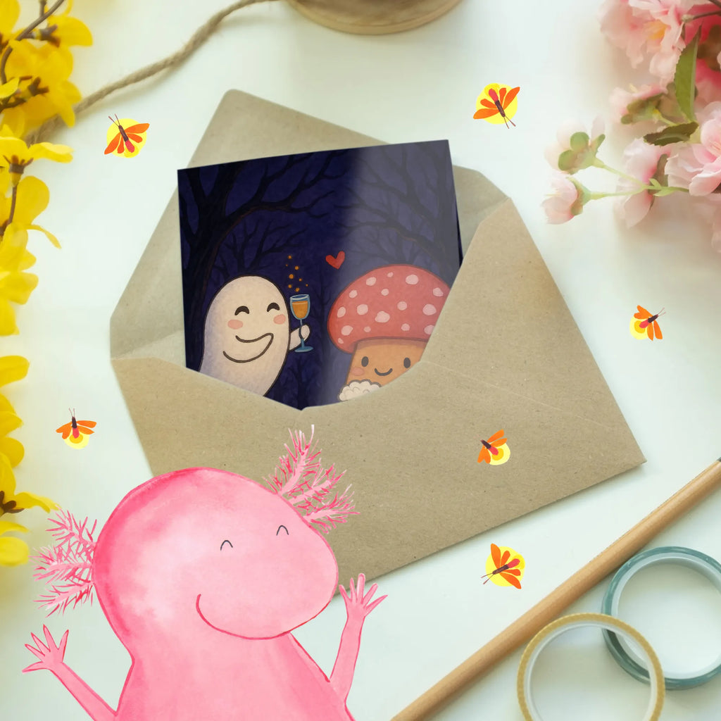 Grußkarte Gespenst  Prost  Design Grußkarte, Einladungskarte, Hochzeitskarte, Glückwunschkarte, Ansichtskarten, Klappkarte, Geburtstagskarte, Karte, Halloween, Deko, Martinssingen, Dekoration, Geschenke, Schenken, Fliegenpilz, Pils, Gespenst, Sekt, Bier