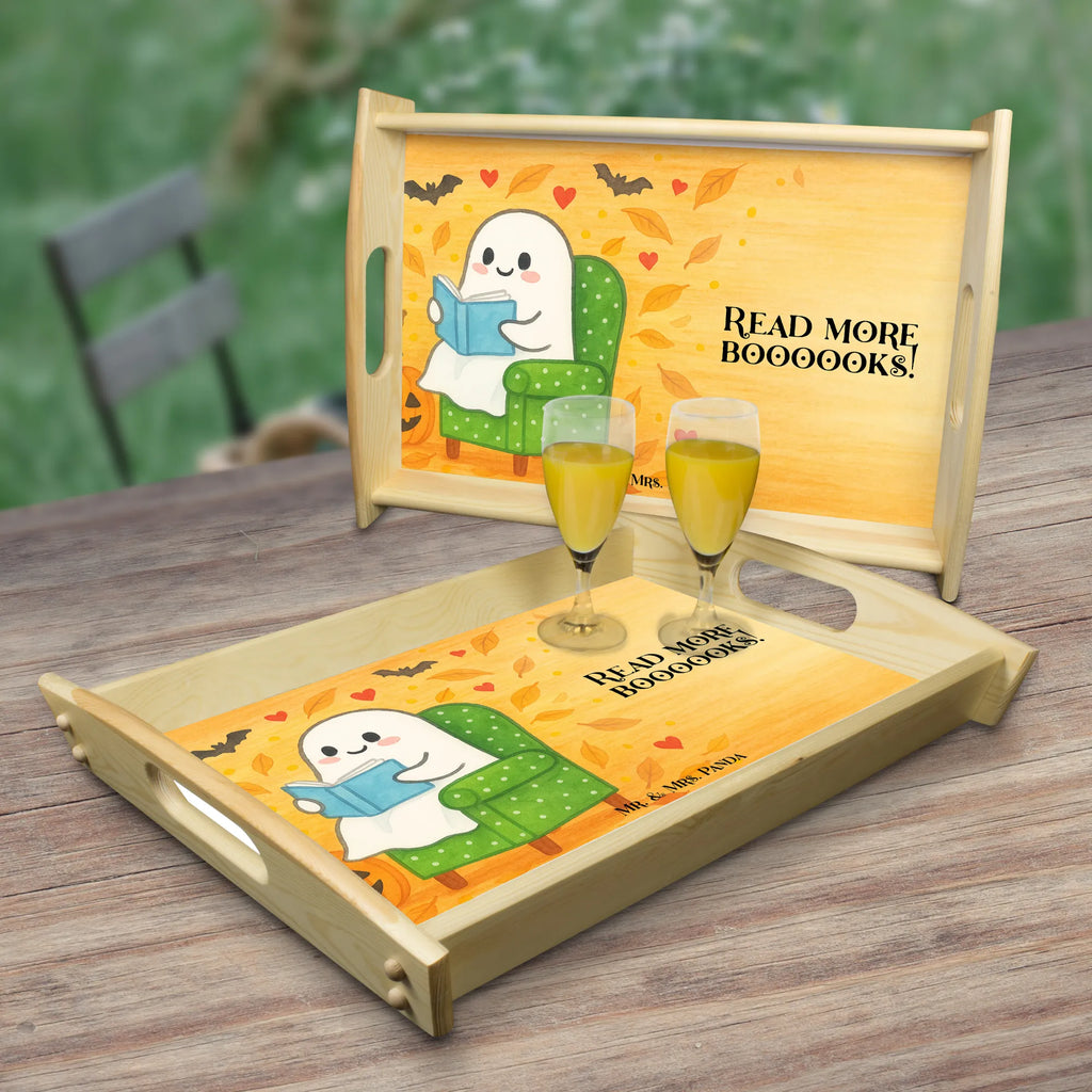 Serving tray Ghost Book Design Serviertablett, Tablett, Holztablett, Küchentablett, Dekotablett, Frühstückstablett, Halloween, Deko, Martinssingen, Dekoration, Geschenke, Schenken, Gespenst, Buch, Herbst, gemütlich