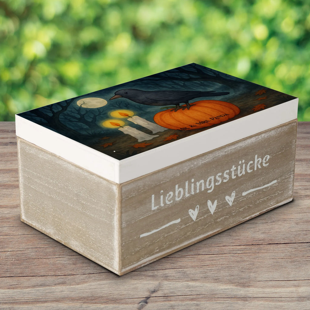 Holzkiste Krähe Halloween Design Geschenkbox, Geschenkdose, Holzkiste, Erinnerungskiste, XXL, Kiste, Schatulle, Schatzkiste, Dekokiste, Aufbewahrungsbox, Erinnerungsbox, Truhe, Halloween, Deko, Martinssingen, Dekoration, Geschenke, Schenken
