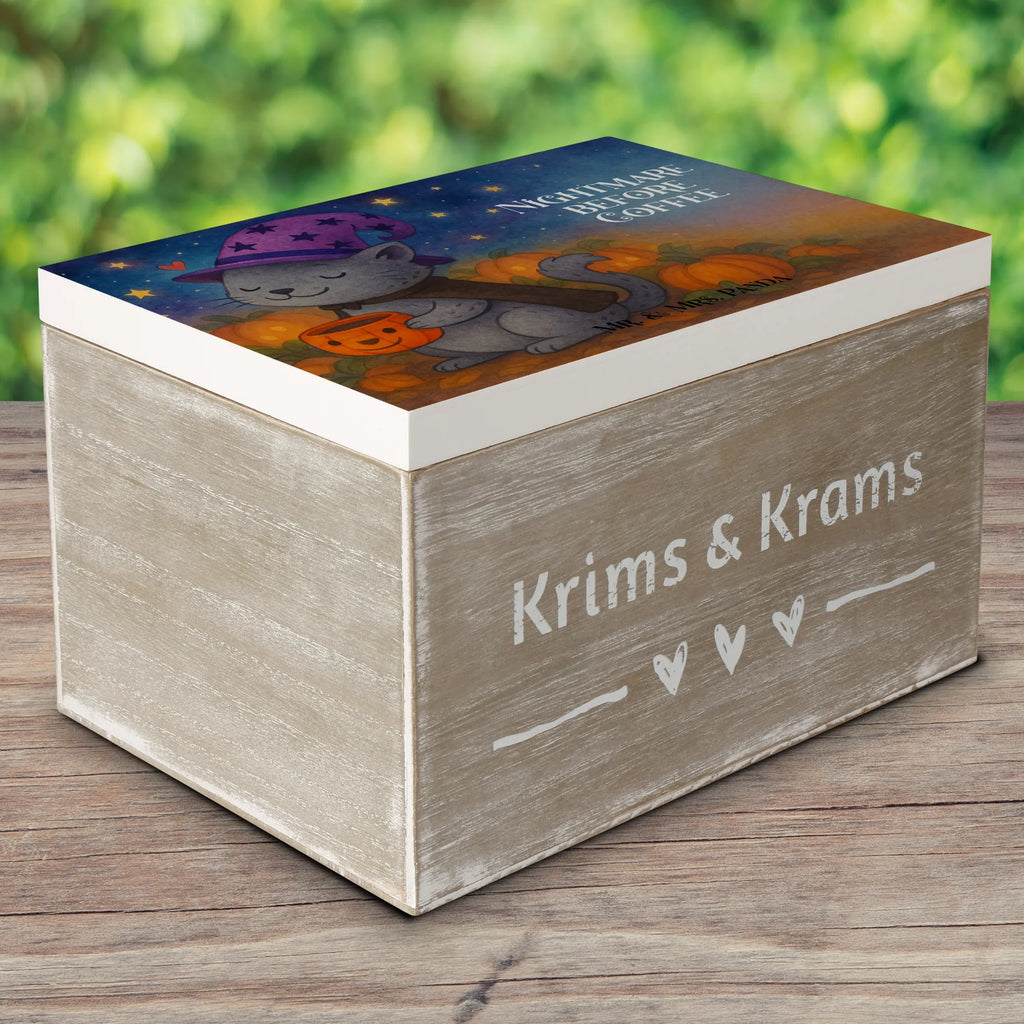 Holzkiste Kater Kaffee Design Erinnerungskiste, Holzkiste, Truhe, Aufbewahrungsbox, Schatzkiste, Geschenkdose, Geschenkbox, Kiste, XXL, Erinnerungsbox, Schatulle, Dekokiste, Halloween, Deko, Martinssingen, Dekoration, Geschenke, Schenken, Hexe, Magie, Kater, Kaffee