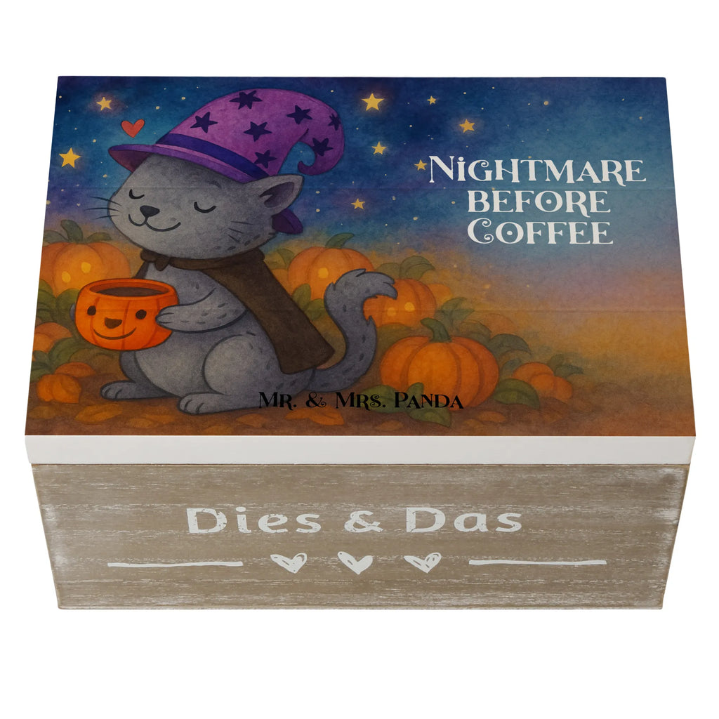 Holzkiste Kater Kaffee Design Erinnerungskiste, Holzkiste, Truhe, Aufbewahrungsbox, Schatzkiste, Geschenkdose, Geschenkbox, Kiste, XXL, Erinnerungsbox, Schatulle, Dekokiste, Halloween, Deko, Martinssingen, Dekoration, Geschenke, Schenken, Hexe, Magie, Kater, Kaffee