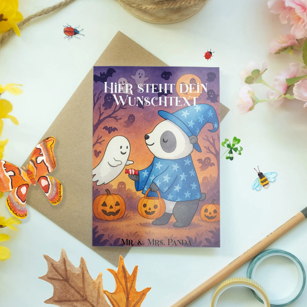 Personalisierte Grußkarte Panda Zauberer Design Grußkarte selbst gestalten, Personalisierte Geburtstagskarte, Personalisiertere Klappkarte, Personalisierte Hochzeitskarte, Grußkarte selber drucken, Grußkarten personalisiert, Grußkarte mit Namen, Personalisierte Karte, Personalisierte Einladungskarte, Personalisierte Grußkarte, Grußkarte als Geldgeschenk, Grußkarte mit persönlichen Nachrichten, Personalisierte Glückwunschkarte, Halloween, Deko, Martinssingen, Dekoration, Geschenke, Schenken, Halloween Deko, Gespenst, Süßes sonst gibt's saures, Zauberer, Panda, Trick or Treat