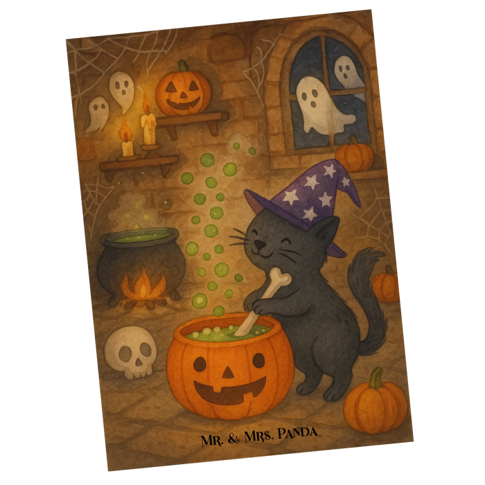 Postkarte Kater Hexenkessel Design
