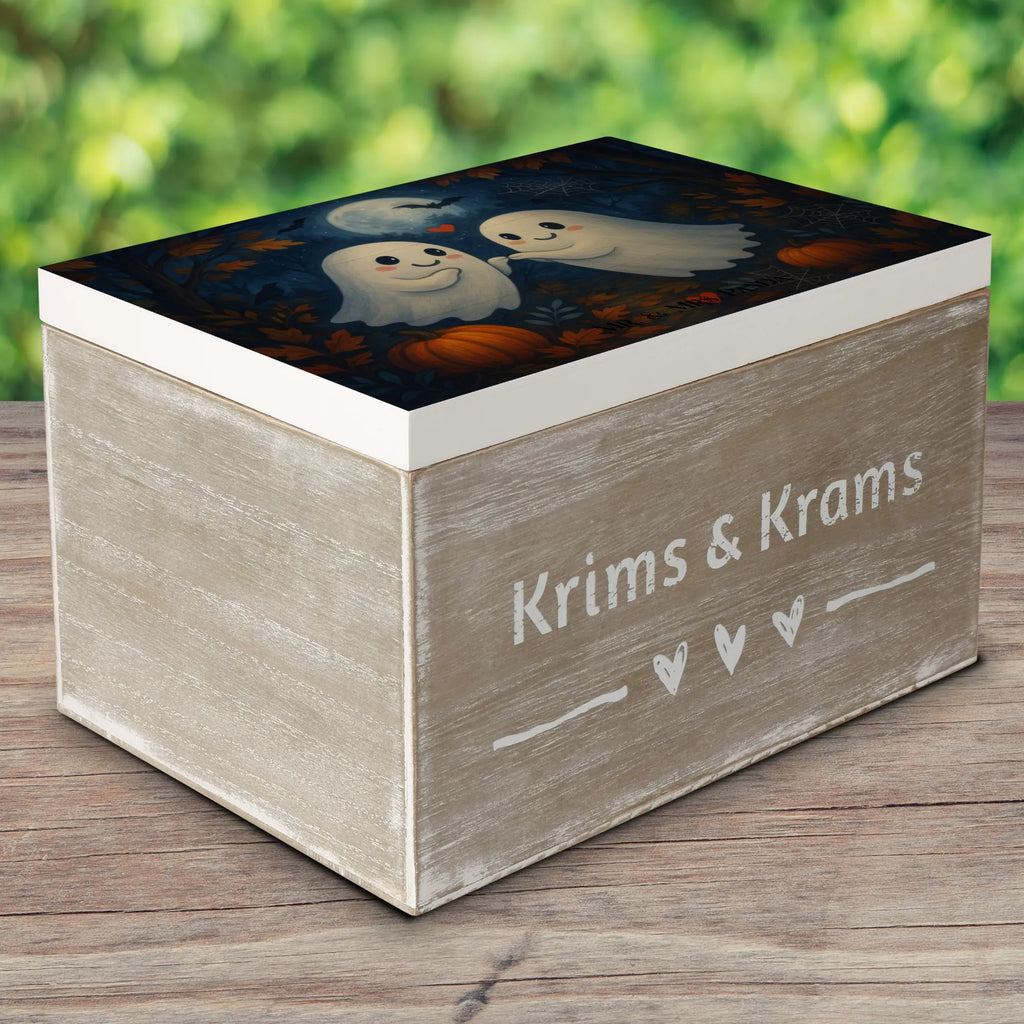 Holzkiste Gespenster  Liebe  Design XXL, Geschenkbox, Truhe, Geschenkdose, Schatulle, Kiste, Erinnerungskiste, Dekokiste, Schatzkiste, Erinnerungsbox, Aufbewahrungsbox, Holzkiste, Halloween, Deko, Martinssingen, Dekoration, Geschenke, Schenken, Verliebt, Paar, Gespenst