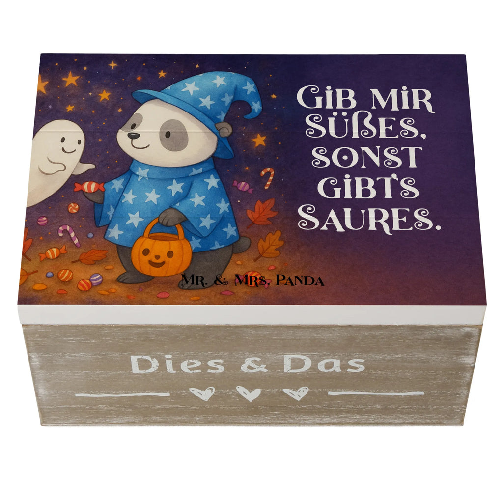 Holzkiste Panda Zauberer Design Kiste, Geschenkbox, Schatzkiste, XXL, Truhe, Aufbewahrungsbox, Holzkiste, Geschenkdose, Erinnerungsbox, Dekokiste, Erinnerungskiste, Schatulle, Halloween, Deko, Martinssingen, Dekoration, Geschenke, Schenken, Gespenst, Halloween Deko, Süßes sonst gibt's saures, Zauberer, Panda, Trick or Treat