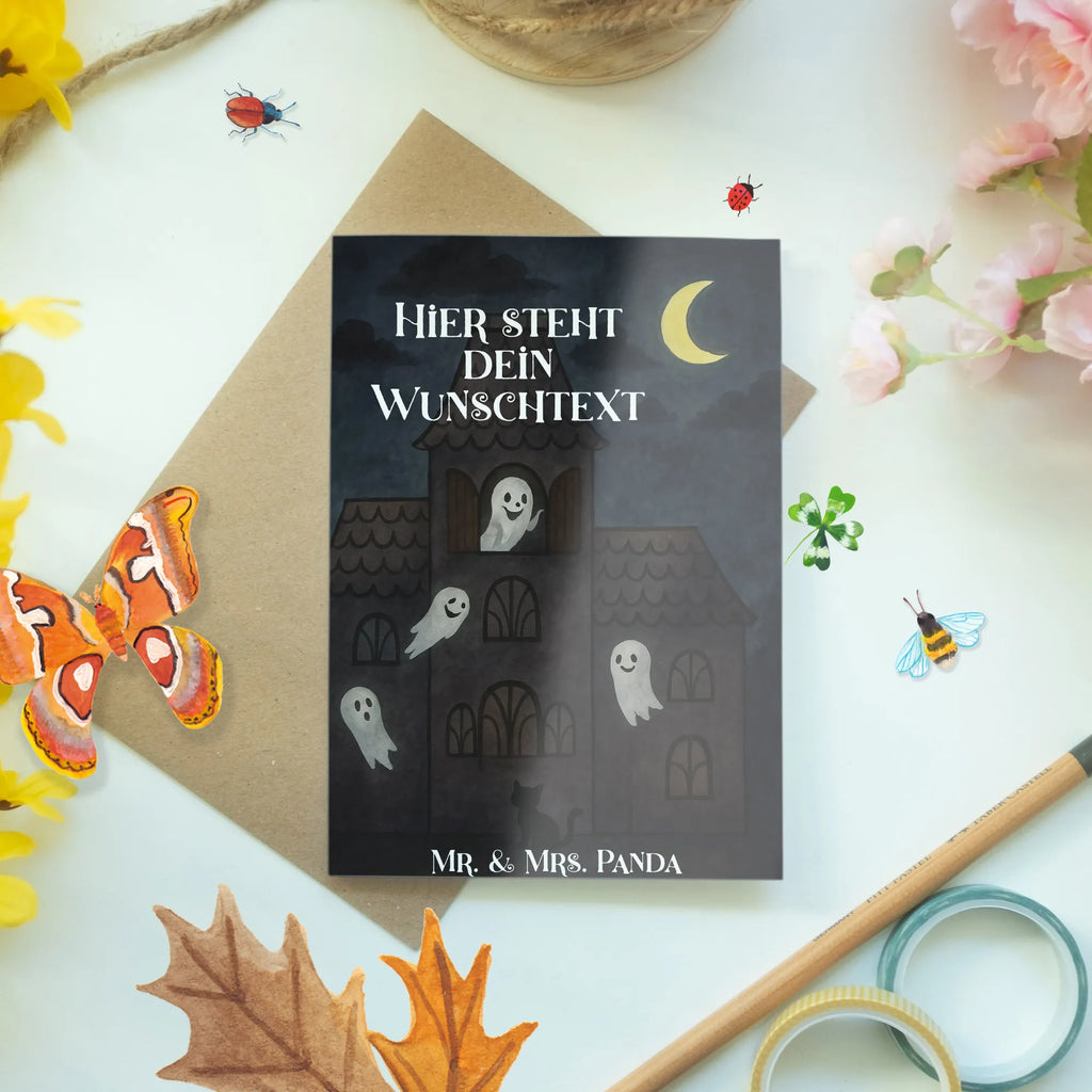 Personalisierte Grußkarte Geister Villa Design Grußkarten personalisiert, Grußkarte selber drucken, Grußkarte selbst gestalten, Grußkarte mit persönlichen Nachrichten, Personalisierte Karte, Personalisierte Glückwunschkarte, Personalisierte Hochzeitskarte, Personalisierte Einladungskarte, Personalisiertere Klappkarte, Grußkarte als Geldgeschenk, Personalisierte Grußkarte, Personalisierte Geburtstagskarte, Grußkarte mit Namen, Halloween, Deko, Martinssingen, Dekoration, Geschenke, Schenken