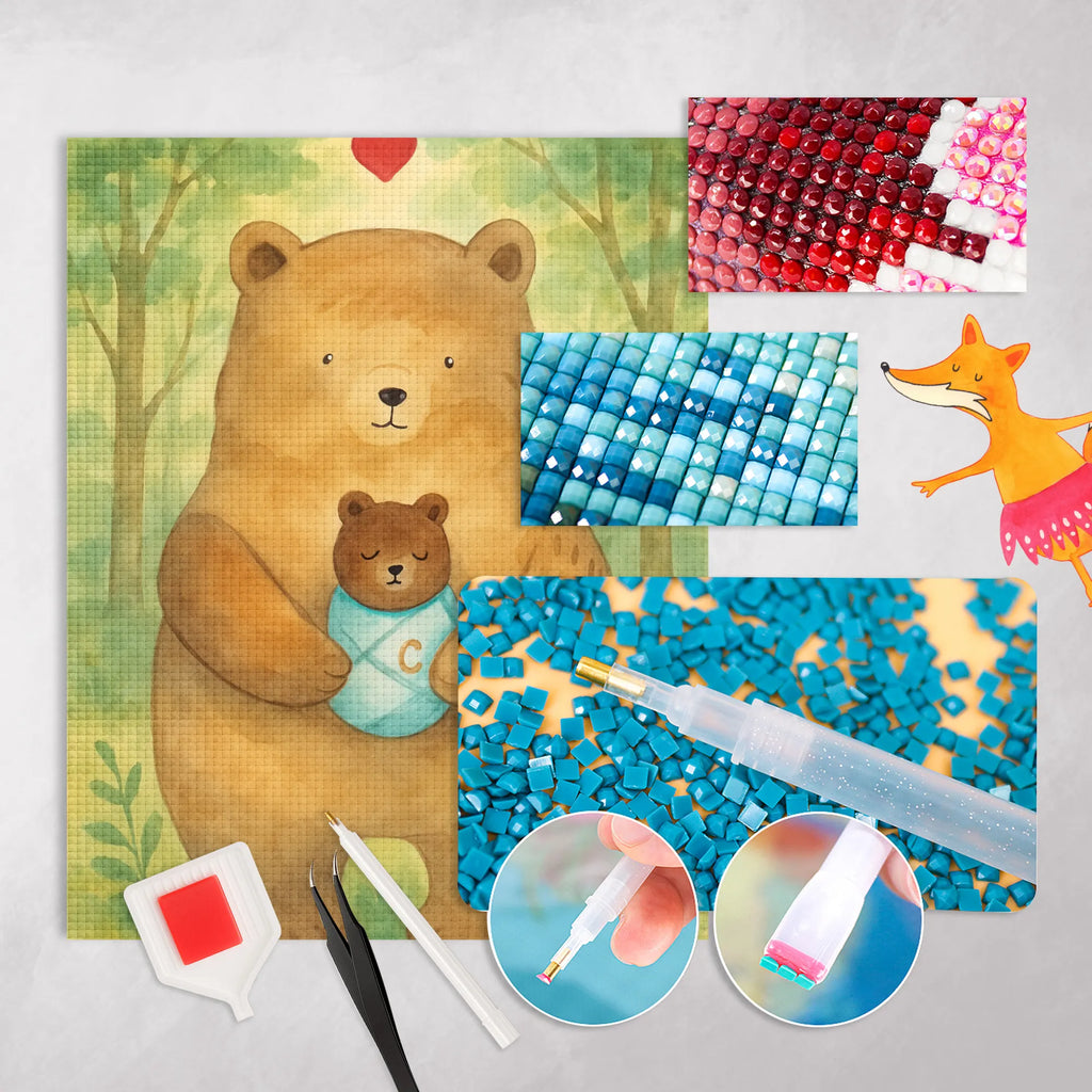 Diamond Painting Bär Baby Design Kristallbild, Kreativität, DIY, Diamond Painting, Teddy, Bär, Teddybär, Enkel, Geburtstag, Glückwunsch, Neffe, Geburt, Mutter, Baby, Enkelin, Täufling, Taufe, Eltern, Nichte