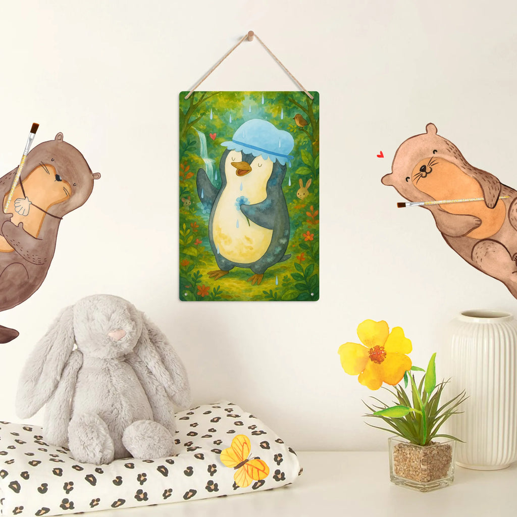 Metalowy szyld do malowania po numerach Pingwin Prysznic Design Pinguin