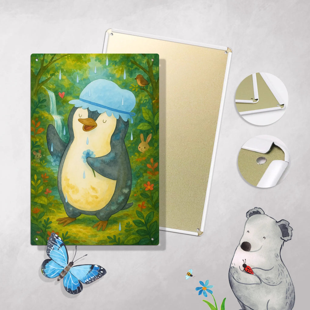 Metalowy szyld do malowania po numerach Pingwin Prysznic Design Pinguin