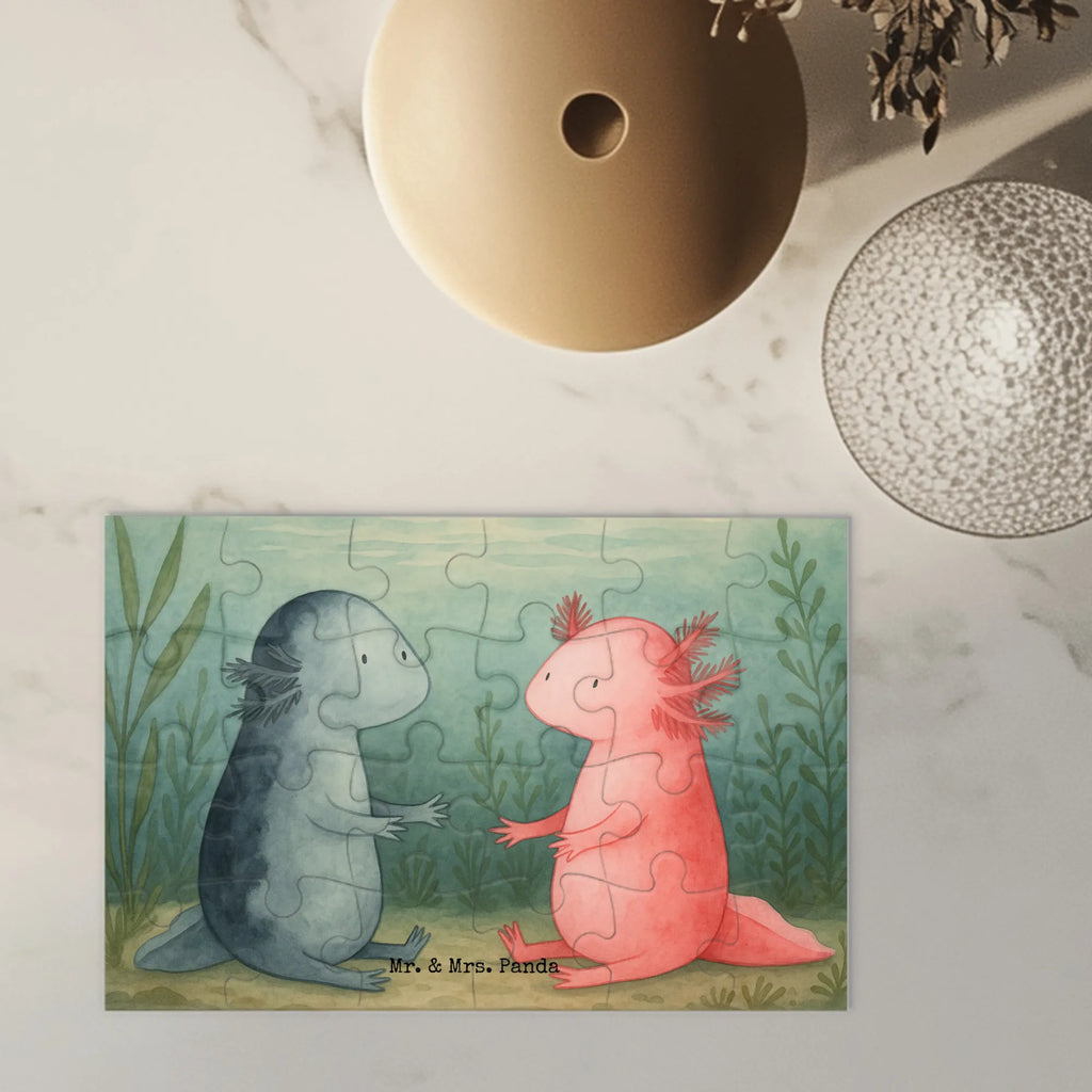 Puzzle Axolotl Liebe Design Puzzle, Axolotl, Molch, Verlobter, Freund, Ehemann, Axolot, Schwanzlurch, große Liebe, Liebesbeweis, Lurch, Lurche, Valentinstag, Jahrestag, Liebe