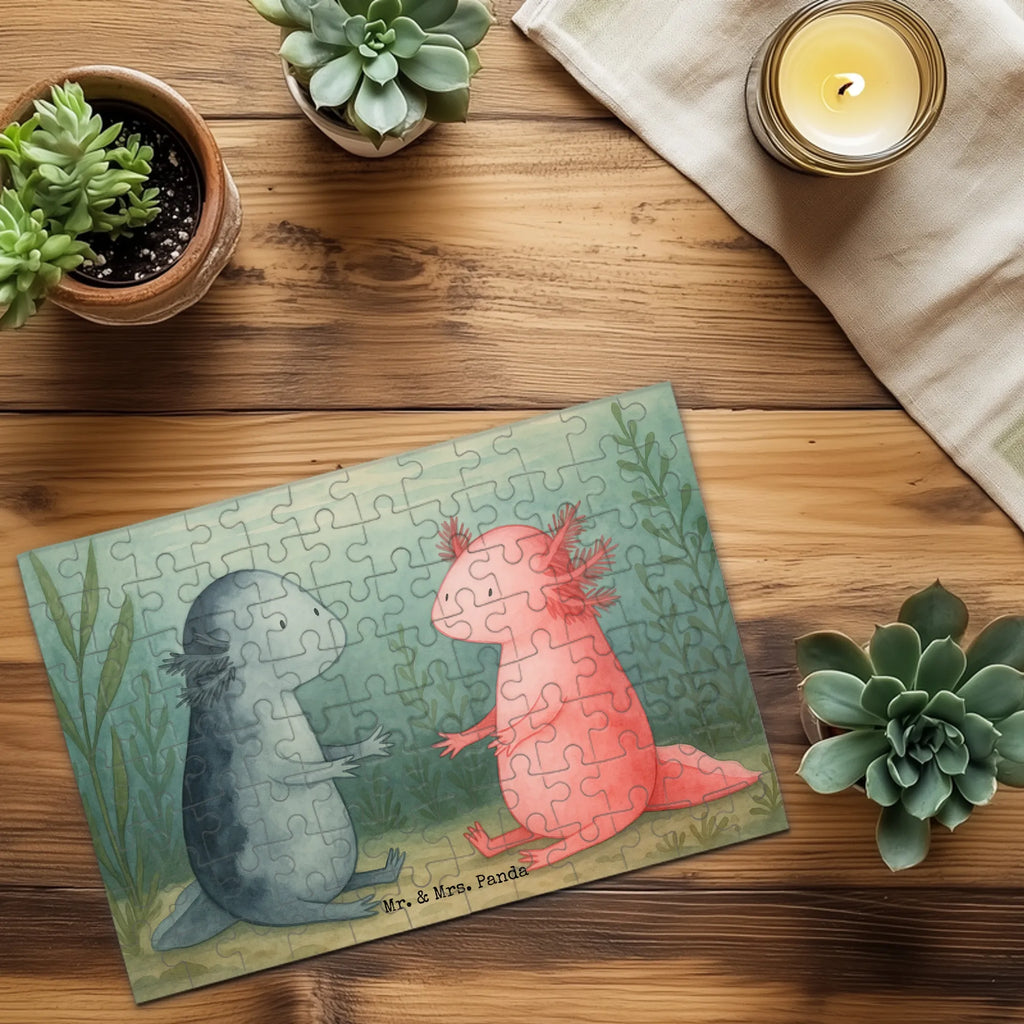 Puzzle Axolotl Liebe Design Puzzle, Axolotl, Molch, Verlobter, Freund, Ehemann, Axolot, Schwanzlurch, große Liebe, Liebesbeweis, Lurch, Lurche, Valentinstag, Jahrestag, Liebe