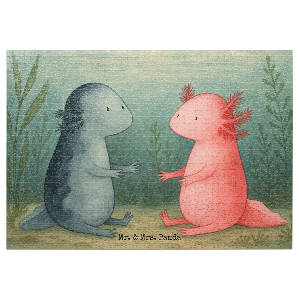 Puzzle Axolotl Liebe Design Puzzle, Axolotl, Molch, Verlobter, Freund, Ehemann, Axolot, Schwanzlurch, große Liebe, Liebesbeweis, Lurch, Lurche, Valentinstag, Jahrestag, Liebe