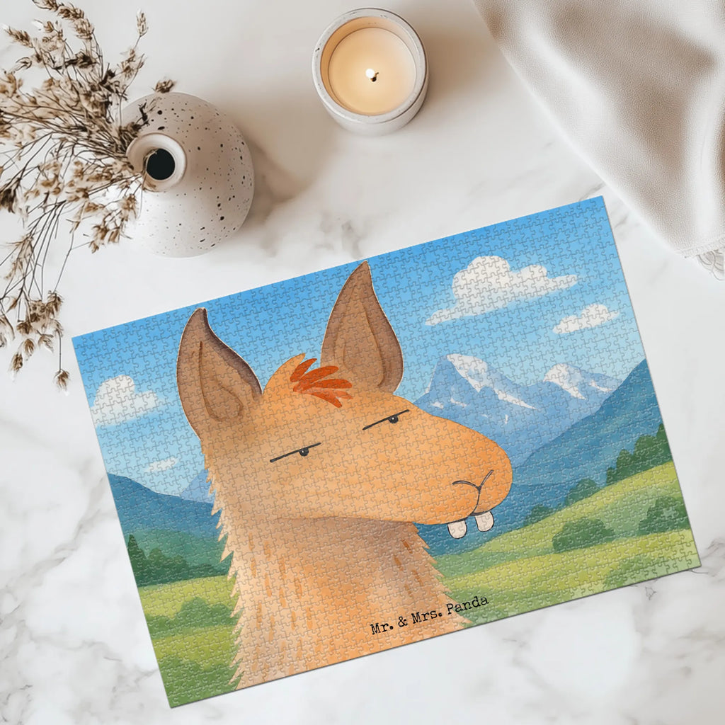 Puzzle Lamakopf Genervt Design Puzzle, Lama, Alpaka, beste Freundin, Chefin, Freundin, genervt sein, Partnerin, Recht haben, Büro, Büroalltag, Azubi, Lamas, Chef