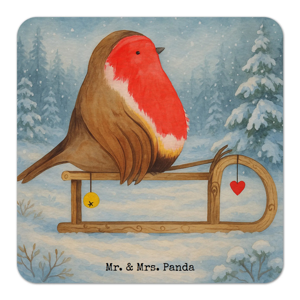 Bierdeckel Rotkehlchen Schlitten Design Gastgeschenk Hochzeit, Tischdeko, Bierdeckel, Winter, Weihnachten, Weihnachtsdeko, Nikolaus, Advent, Heiligabend, Wintermotiv, Schlitten, Vogel