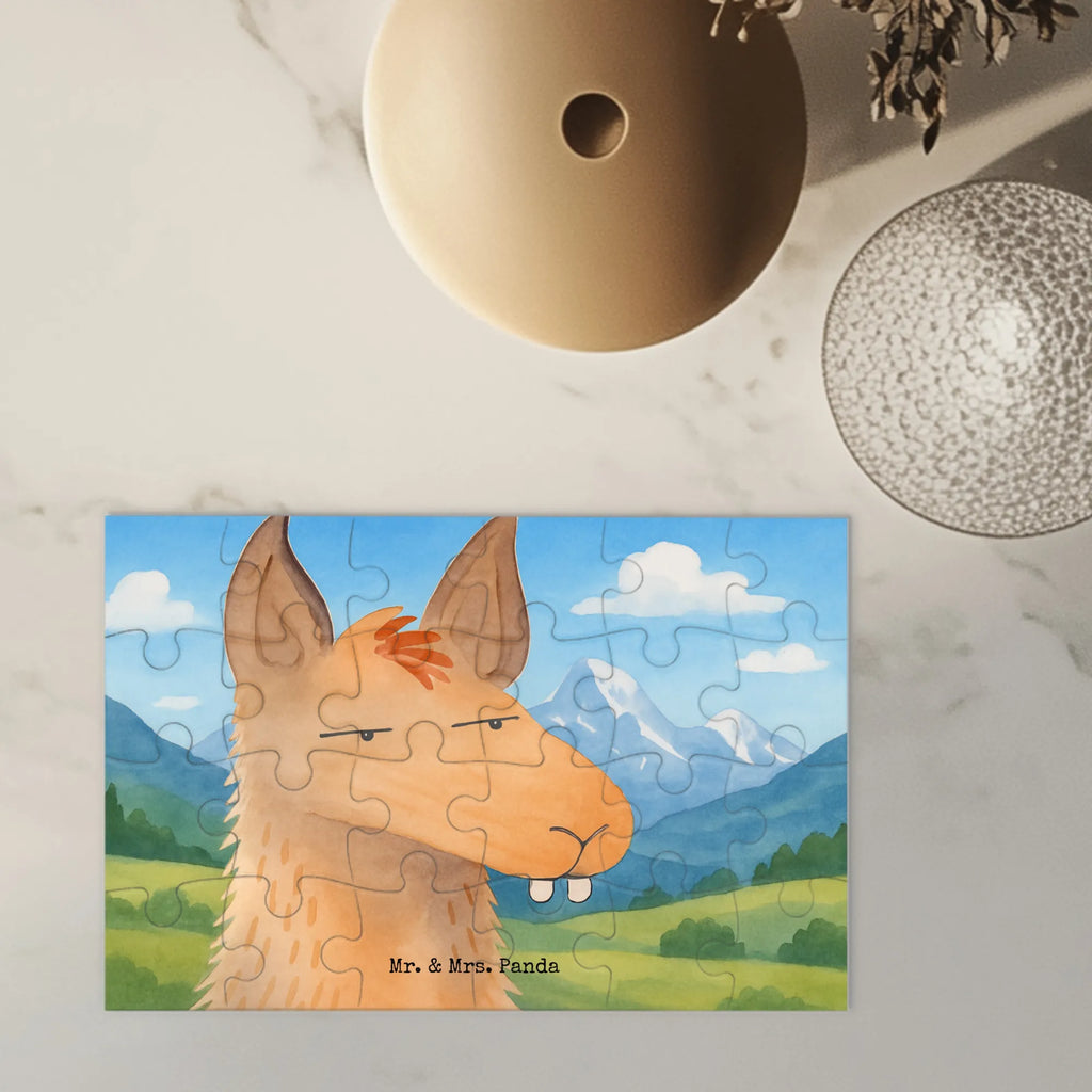 Puzzle Lamakopf Genervt Design Puzzle, Lama, Alpaka, beste Freundin, Chefin, Freundin, genervt sein, Partnerin, Recht haben, Büro, Büroalltag, Azubi, Lamas, Chef