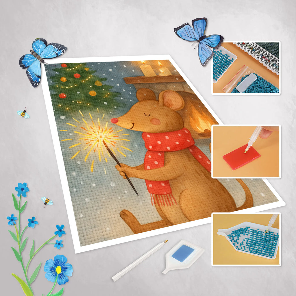 Diamond Painting Maus Weihnachten Design DIY, Diamond Painting, Kreativität, Kristallbild, Winter, Weihnachten, Weihnachtsdeko, Nikolaus, Advent, Heiligabend, Wintermotiv, Frohe Weihnachten, Mäuschen, Weihnachtswunder, Maus, Weihnachtsgruß, Weihnachtsmotiv