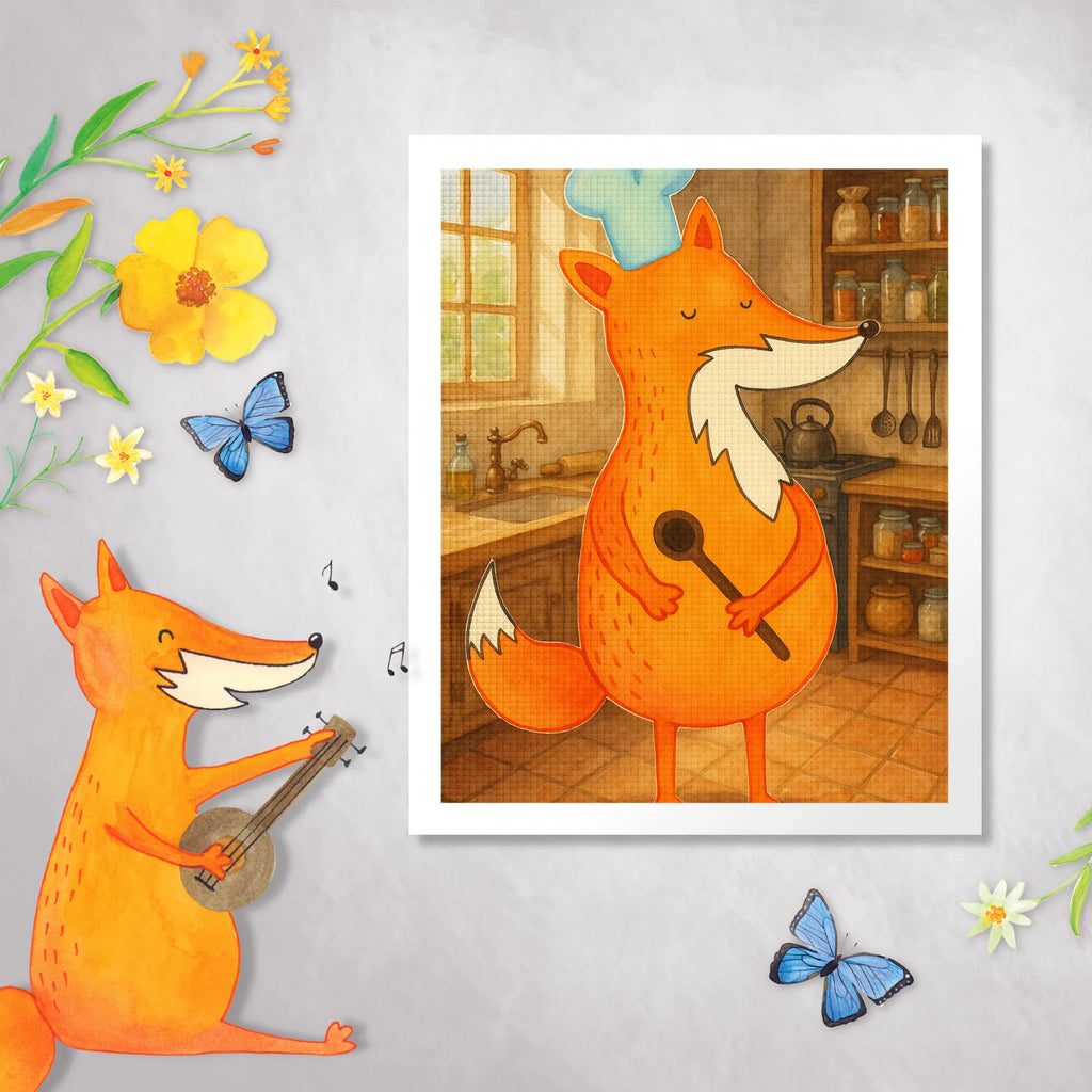 Diamond Painting Fox A cook Design fox, foxes, forest wildlife, clever as a fox, animal lover, Baker, Kitchen decoration, Cook gift, Kitchen slogan, Fox, Slogan funny, funny, Chefs, Party slogan