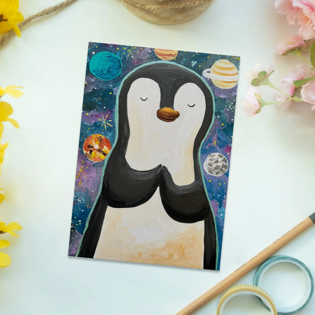 Postkarte Pinguin Universum Design Designkarte, Ansichtskarten, Kunstkarten, Motivkarte, Ansichtskarte, Grußkarte, Postkarten, Fotokarte, einzelkarte, spruchkarte, Postkarte, bildkarte, kunstkarte, Pinguin