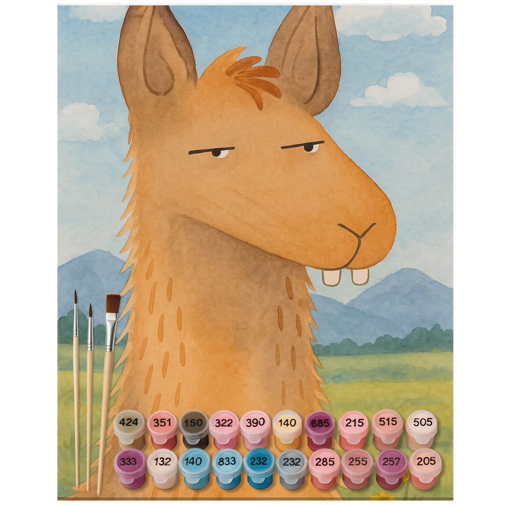 Malen nach Zahlen Lamakopf Genervt Design Bastelidee, Malen, Ausmalbild, Malen nach Zahlen, Künstler, DIY, Baseln, Kunstwerk, Kreativität, Lama, Alpaka, Azubi, Büro, Freundin, beste Freundin, Chef, Lamas, Partnerin, Büroalltag, Chefin, Recht haben, genervt sein