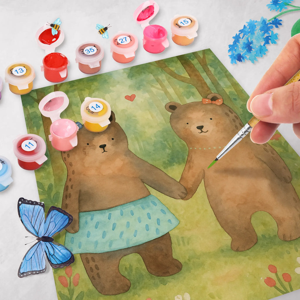 Paint by Numbers bear Girlfriend Design Baseln, Malen, Bastelidee, Malen nach Zahlen, Ausmalbild, Kreativität, Kunstwerk, DIY, Künstler, Bär, Teddy, Teddybär, Bär Freundin Beste Freund Liebe Liebesbeweis Verliebt Kumpel Kumpeliene