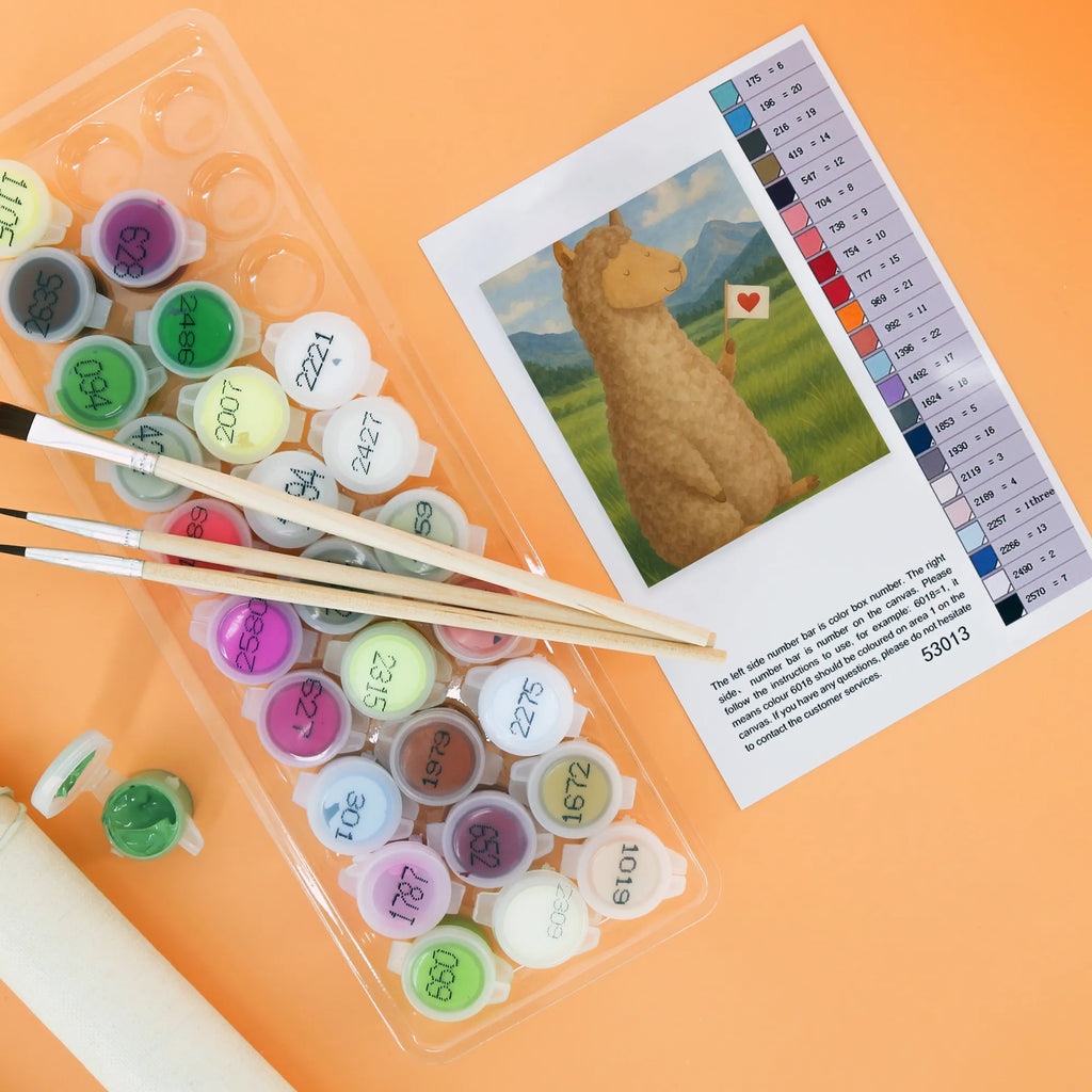 Malen nach Zahlen Alpaka Fahne Design Ausmalbild, Malen, Bastelidee, Kreativität, Kunstwerk, Baseln, Malen nach Zahlen, DIY, Künstler, Alpaka, Lama, Lamas, Liebe, Alpakas