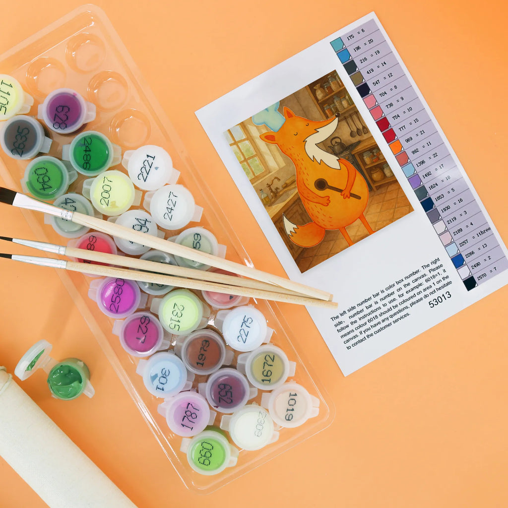 Paint by Numbers Fox A cook Design Ausmalbild, Kunstwerk, Malen nach Zahlen, Fuchs, Bäcker, Füchse, Küche Deko, witzig, Spruch lustig, Küche Spruch, Party Spruch, Köche, Koch Geschenk