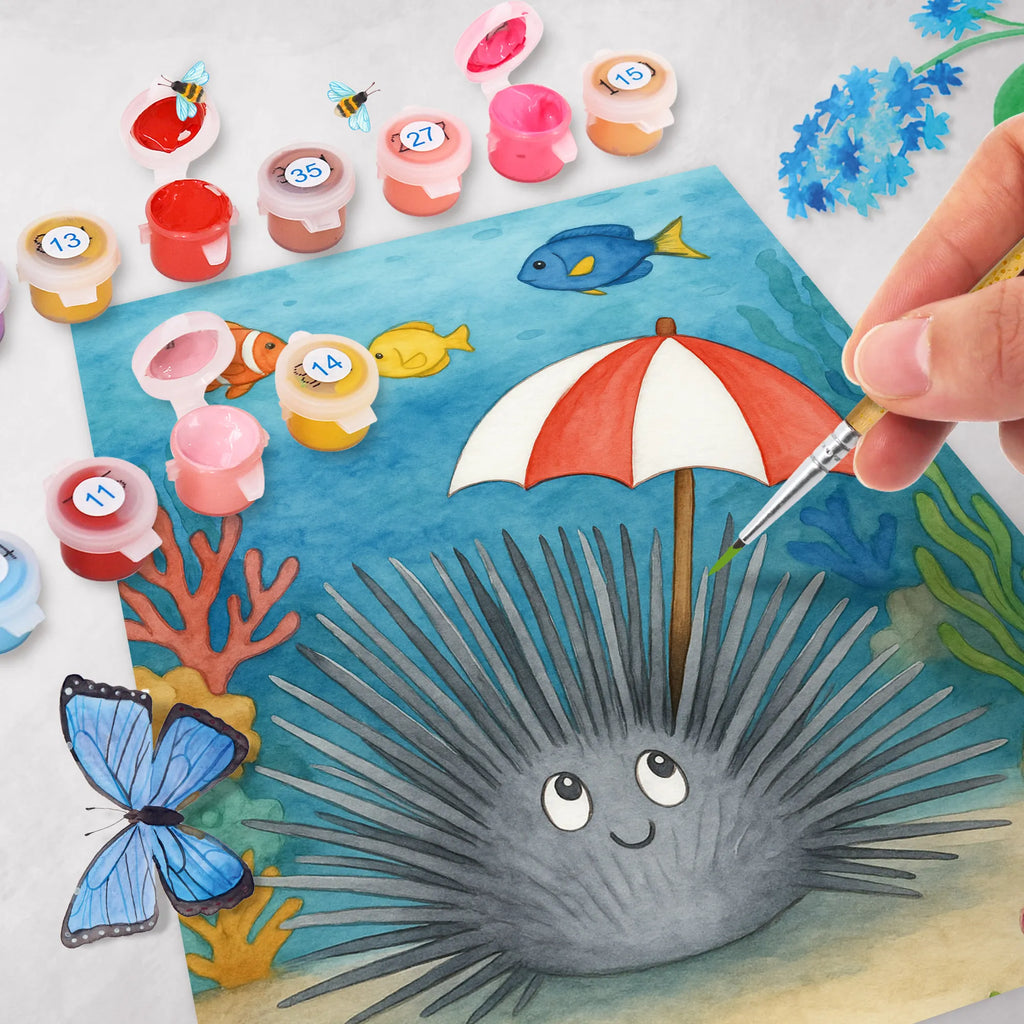 Malowanie według numerów Jeżowiec Design Künstler, Kunstwerk, Kreativität, Ausmalbild, Bastelidee, Baseln, DIY, Malen nach Zahlen, Malen, Meerestiere, Meer, Urlaub, Achtsamkeit, Lebe, Selbstakzeptanz, Leben, Hier und Jetzt, Seeigel, Selbstliebe