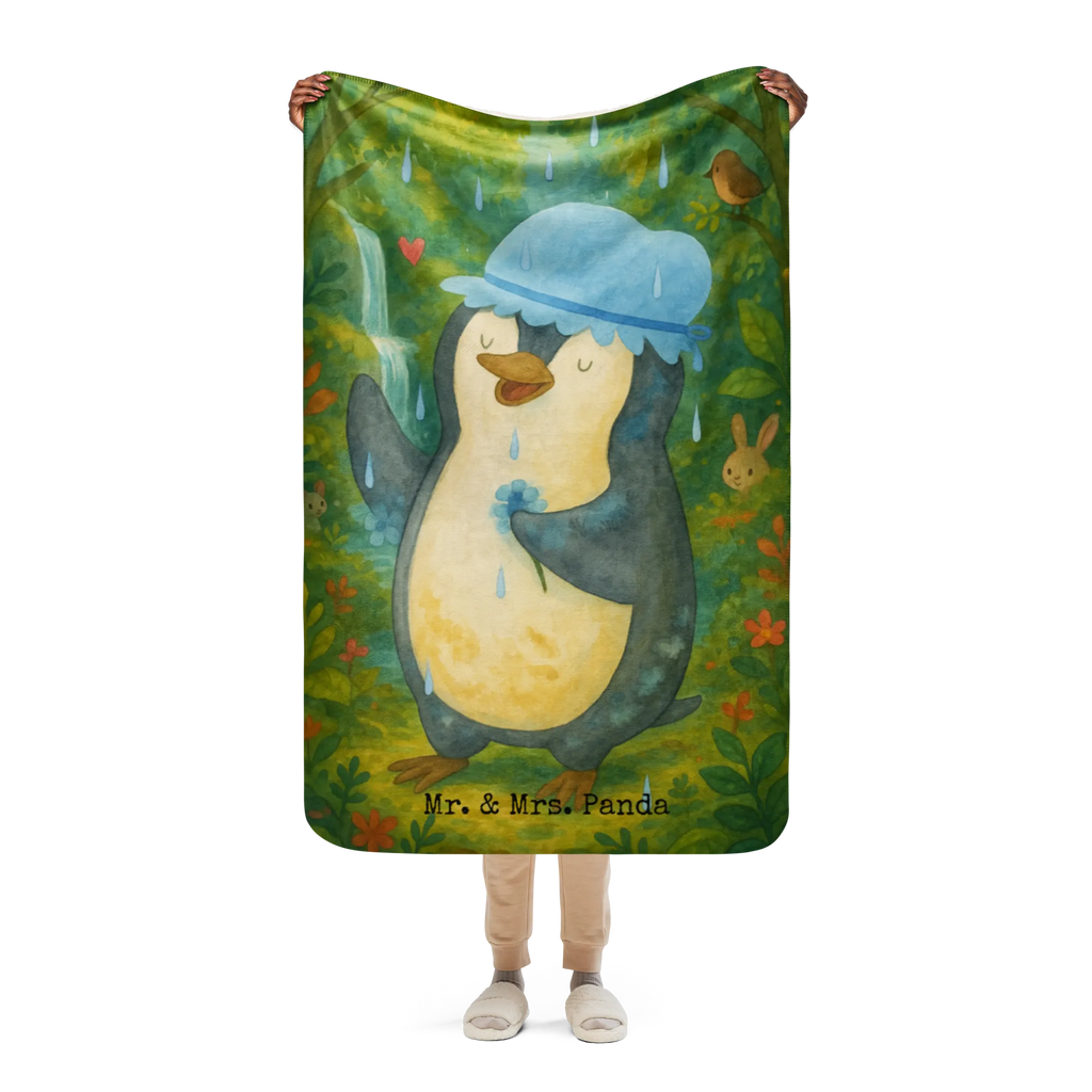 Sherpa Kuscheldecke Pinguin Duschen Design Pinguin, duschen, Pinguine, Dusche, glücklich sein, Neuanfang, Motivation, Lebensmotto, Neustart