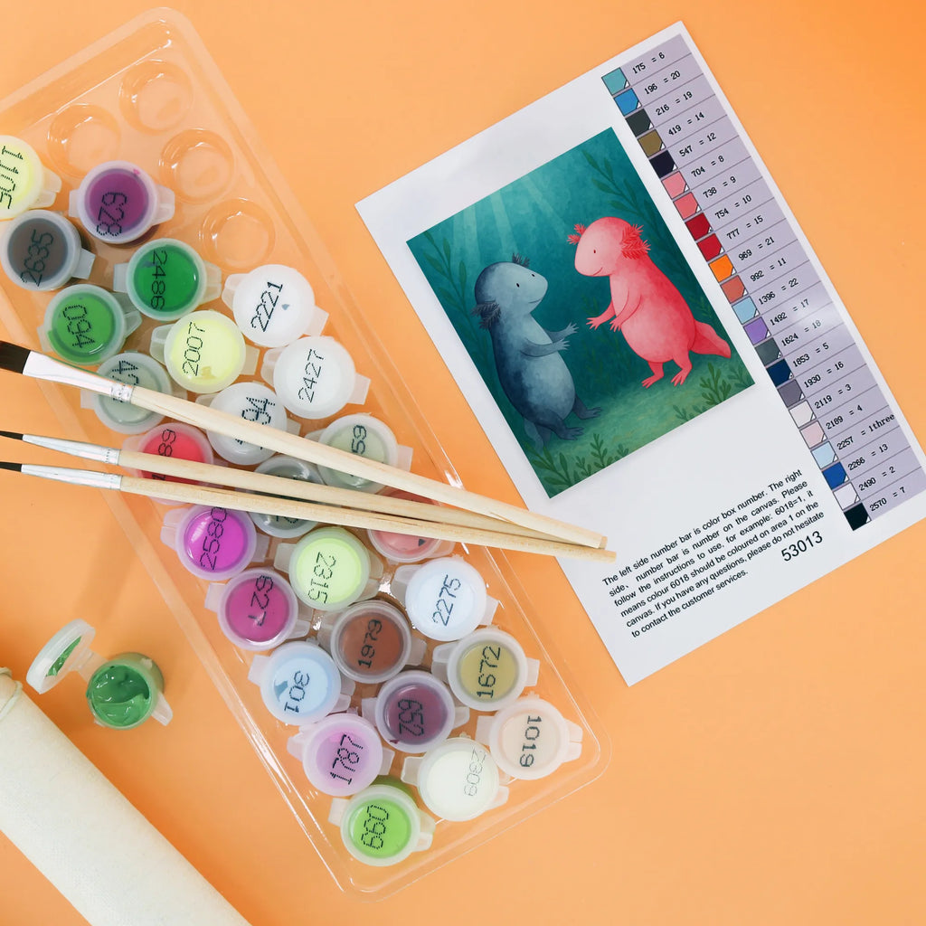 Malen nach Zahlen Axolotl Liebe Design Kreativität, DIY, Ausmalbild, Kunstwerk, Künstler, Malen nach Zahlen, Malen, Bastelidee, Baseln, Axolotl, Molch, Verlobter, Ehemann, Axolot, Lurche, Liebe, Freund, Schwanzlurch, Lurch, große Liebe, Liebesbeweis, Valentinstag, Jahrestag