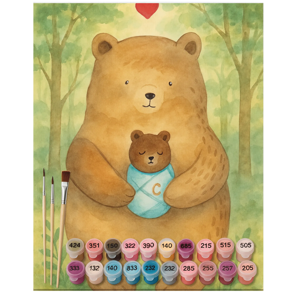 Malowanie według numerów Niedźwiedź Niemowlę Design Baseln, Künstler, DIY, Kreativität, Malen, Bastelidee, Kunstwerk, Malen nach Zahlen, Ausmalbild, Bär, Teddy, Teddybär, Taufe, Enkel, Glückwunsch, Täufling, Nichte, Baby, Geburt, Neffe, Geburtstag, Mutter, Eltern, Enkelin