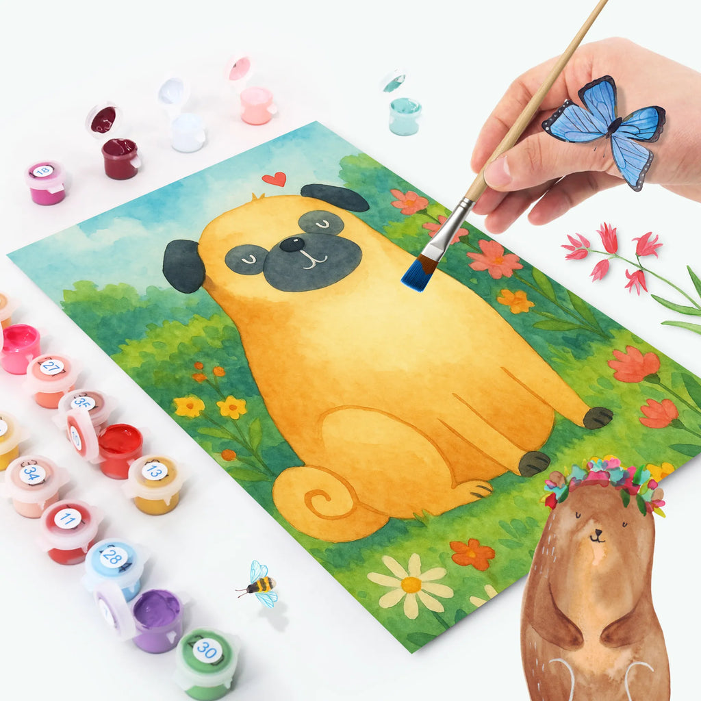 Paint by Numbers Pug Design Ausmalbild, Malen nach Zahlen, Kunstwerk, Hund, Hundemotiv, Haustier, Hunderasse, Tierliebhaber, Hundebesitzer, Sprüche, Mops, Hundeliebe, Liebe