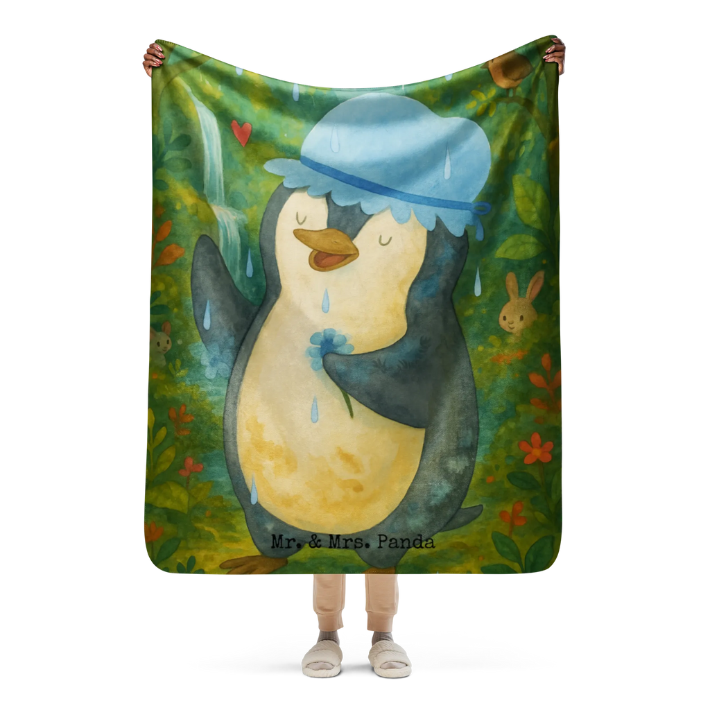 Sherpa Kuscheldecke Pinguin Duschen Design Pinguin, duschen, Pinguine, Dusche, glücklich sein, Neuanfang, Motivation, Lebensmotto, Neustart