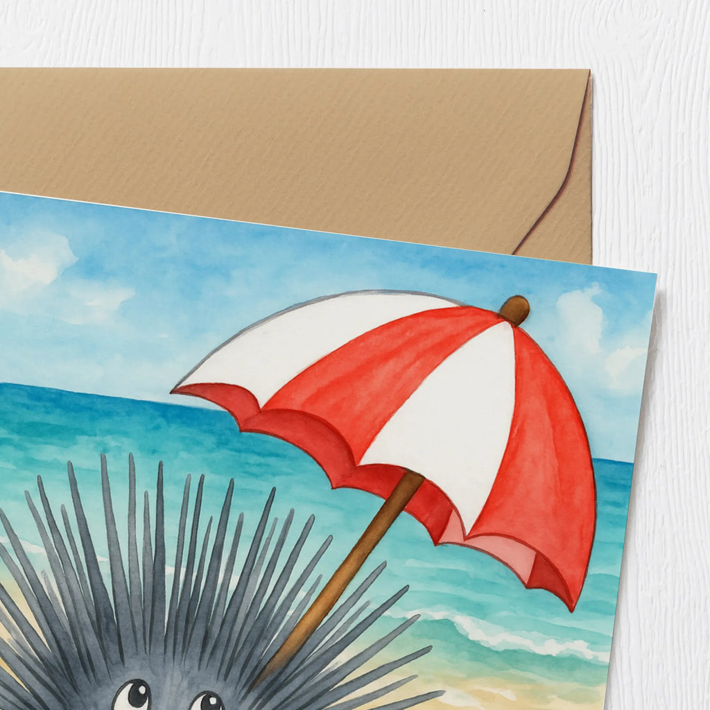 Deluxe Karte Seeigel Design Karte, Grußkarte, Klappkarte, Einladungskarte, Glückwunschkarte, Hochzeitskarte, Geburtstagskarte, Hochwertige Grußkarte, Hochwertige Klappkarte, Meerestiere, Meer, Urlaub, Seeigel, Achtsamkeit, Selbstakzeptanz, Selbstliebe, Hier und Jetzt, Leben, Lebe