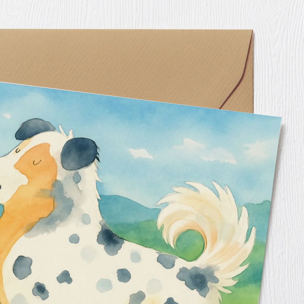 Deluxe Karte Hund Australien Shepherd Design Karte, Grußkarte, Klappkarte, Einladungskarte, Glückwunschkarte, Hochzeitskarte, Geburtstagskarte, Hochwertige Grußkarte, Hochwertige Klappkarte, Hund, Hundemotiv, Haustier, Hunderasse, Tierliebhaber, Hundebesitzer, Sprüche, Australien Shepherd, Shepherd, Hundeliebe, Familienhund, Spruch