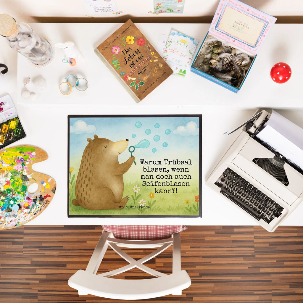 Desk pad bear soap bubbles Design Schreibunterlage, Schreibtischauflage, Bürobedarf, Büroartikel, Schreibwaren, Schreibtisch Unterlagen, Schreibtischunterlage Groß, Bär, Teddy, Teddybär, Seifenblasen Bär Lustig Sein Glücklich Traurig Happy