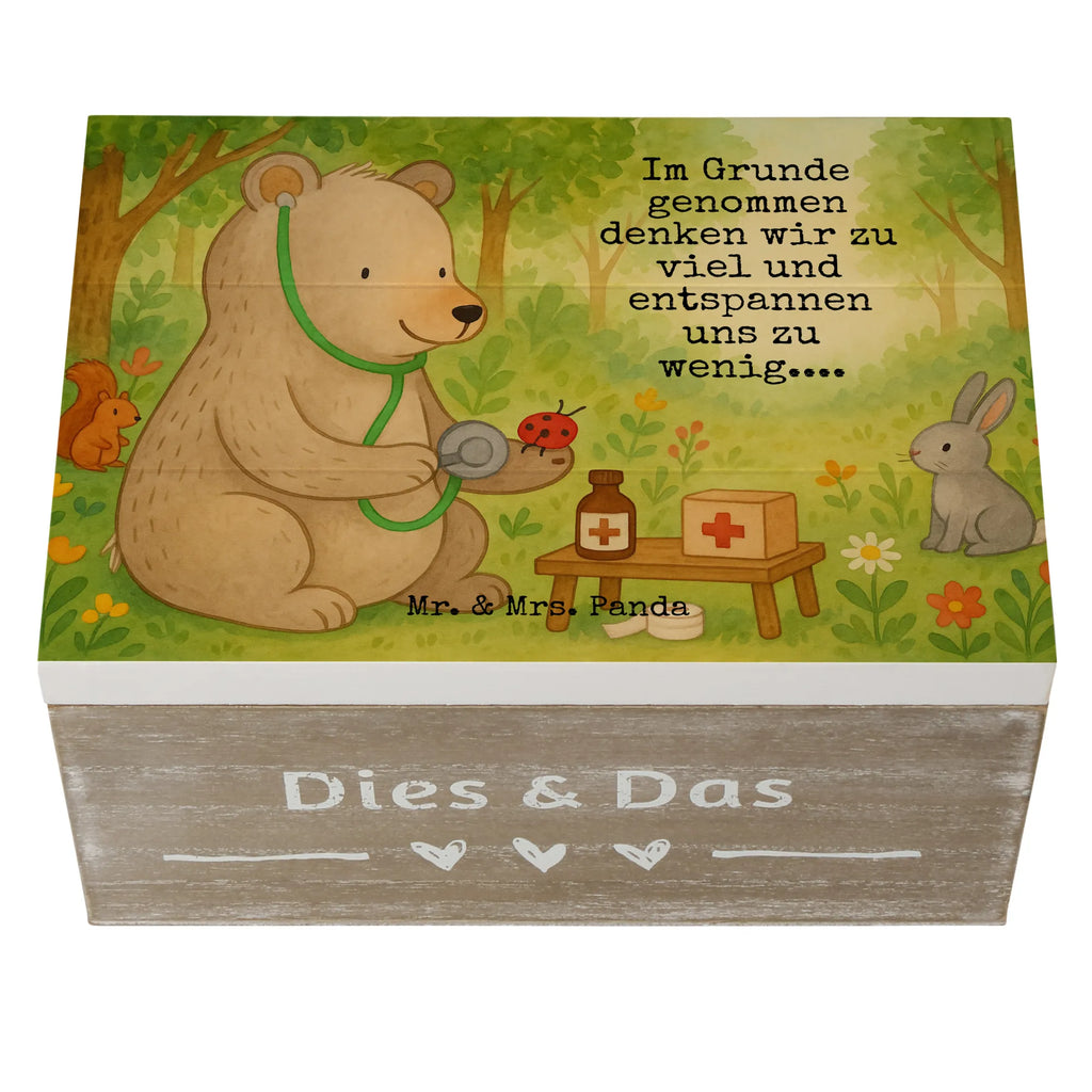 Holzkiste Bär Arzt Design Holzkiste, Kiste, Schatzkiste, Truhe, Schatulle, XXL, Erinnerungsbox, Erinnerungskiste, Dekokiste, Aufbewahrungsbox, Geschenkbox, Geschenkdose, Bär, Teddy, Teddybär, Arzt, Ärztin, Doktor, Professor, Doktorin, Professorin
