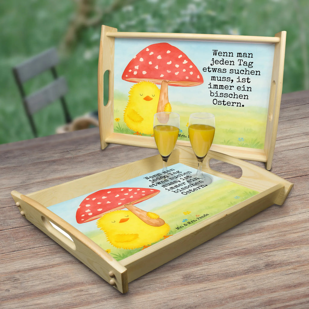 Taca serwisowa pisklę muchomor czerwony Design Serviertablett, Tablett, Holztablett, Küchentablett, Dekotablett, Frühstückstablett, Ostern, Osterhase, Ostergeschenke, Osternest, Osterdeko, Geschenke zu Ostern, Ostern Geschenk, Ostergeschenke Kinder, Ostern Kinder, Küken, Fliegenpilz, Glückspilz, Frohe Ostern, Ostergrüße