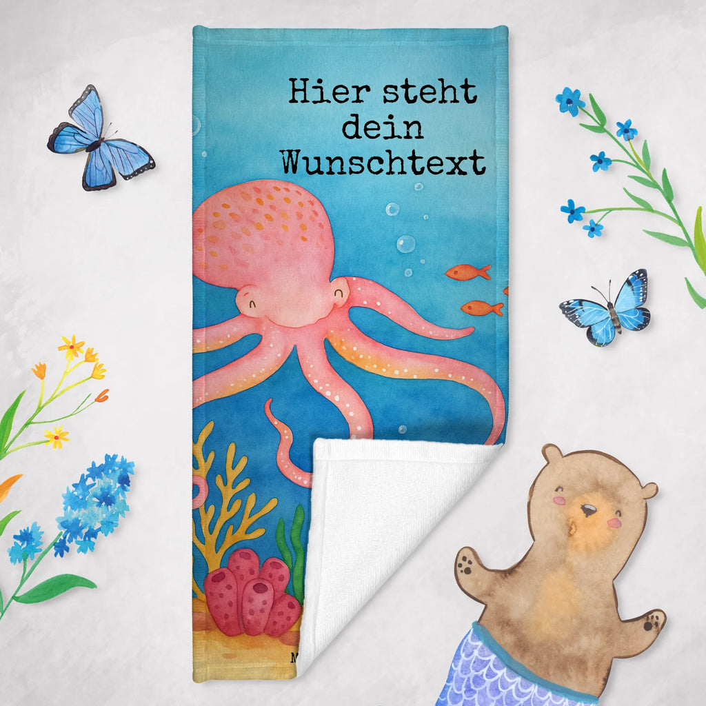 Personalisiertes Badehandtuch Tintenfisch Design Kinder Handtuch mit Namen, Duschtuch mit Namen, Saunatuch mit Namen, Personalisiertes Handtuch, Personalisiertes Badetuch, Badetuch mit Namen, Strandtuch mit Namen, Tiermotive, Gute Laune, lustige Sprüche, Tiere, Arme, Meer, Tintenfisch, Wasser, Ozean, Meerestier, Krake