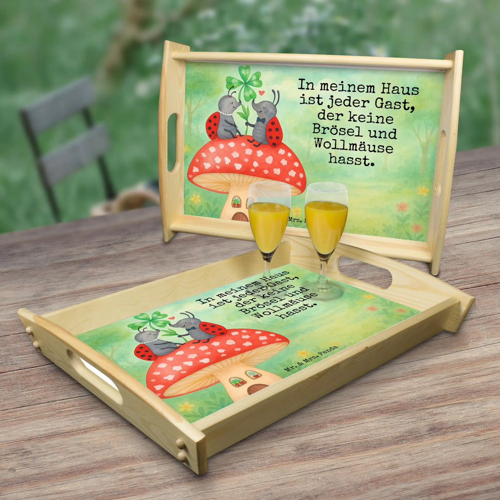 Serving tray ladybug toadstool Design Serviertablett, Tablett, Holztablett, Küchentablett, Dekotablett, Frühstückstablett, Tiermotive, Gute Laune, lustige Sprüche, Tiere, Haus, Wohnung, zuhause, Fliegenpilz, Marienkäfer, Fleigenpilzhaus