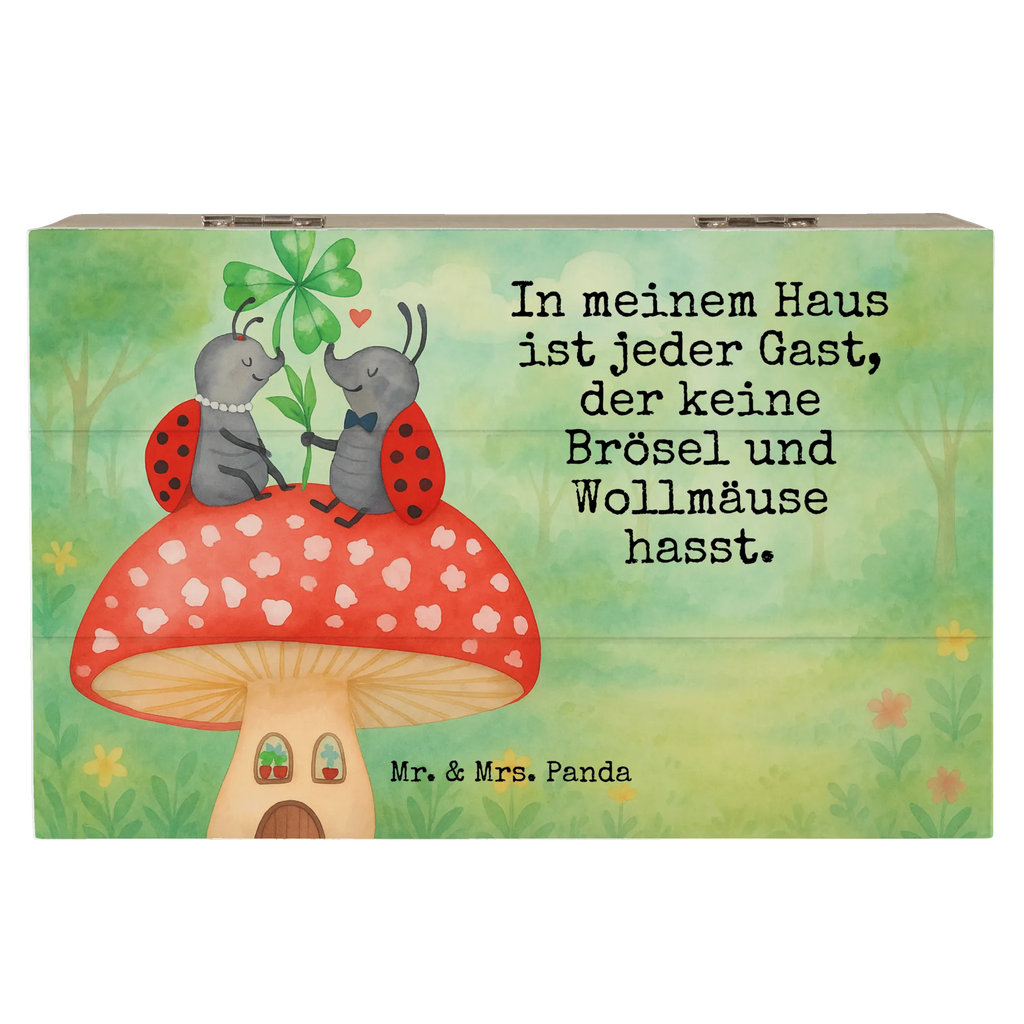 Skrzynia drewniana biedronka Muchomor Design Holzkiste, Kiste, Schatzkiste, Truhe, Schatulle, XXL, Erinnerungsbox, Erinnerungskiste, Dekokiste, Aufbewahrungsbox, Geschenkbox, Geschenkdose, Tiermotive, Gute Laune, lustige Sprüche, Tiere, Haus, Wohnung, zuhause, Fliegenpilz, Marienkäfer, Fleigenpilzhaus