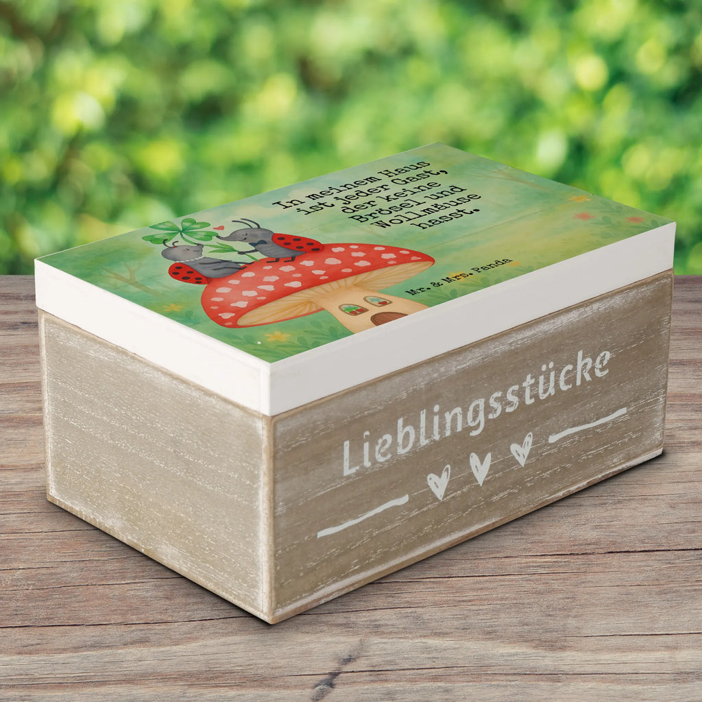 Skrzynia drewniana biedronka Muchomor Design Holzkiste, Kiste, Schatzkiste, Truhe, Schatulle, XXL, Erinnerungsbox, Erinnerungskiste, Dekokiste, Aufbewahrungsbox, Geschenkbox, Geschenkdose, Tiermotive, Gute Laune, lustige Sprüche, Tiere, Haus, Wohnung, zuhause, Fliegenpilz, Marienkäfer, Fleigenpilzhaus