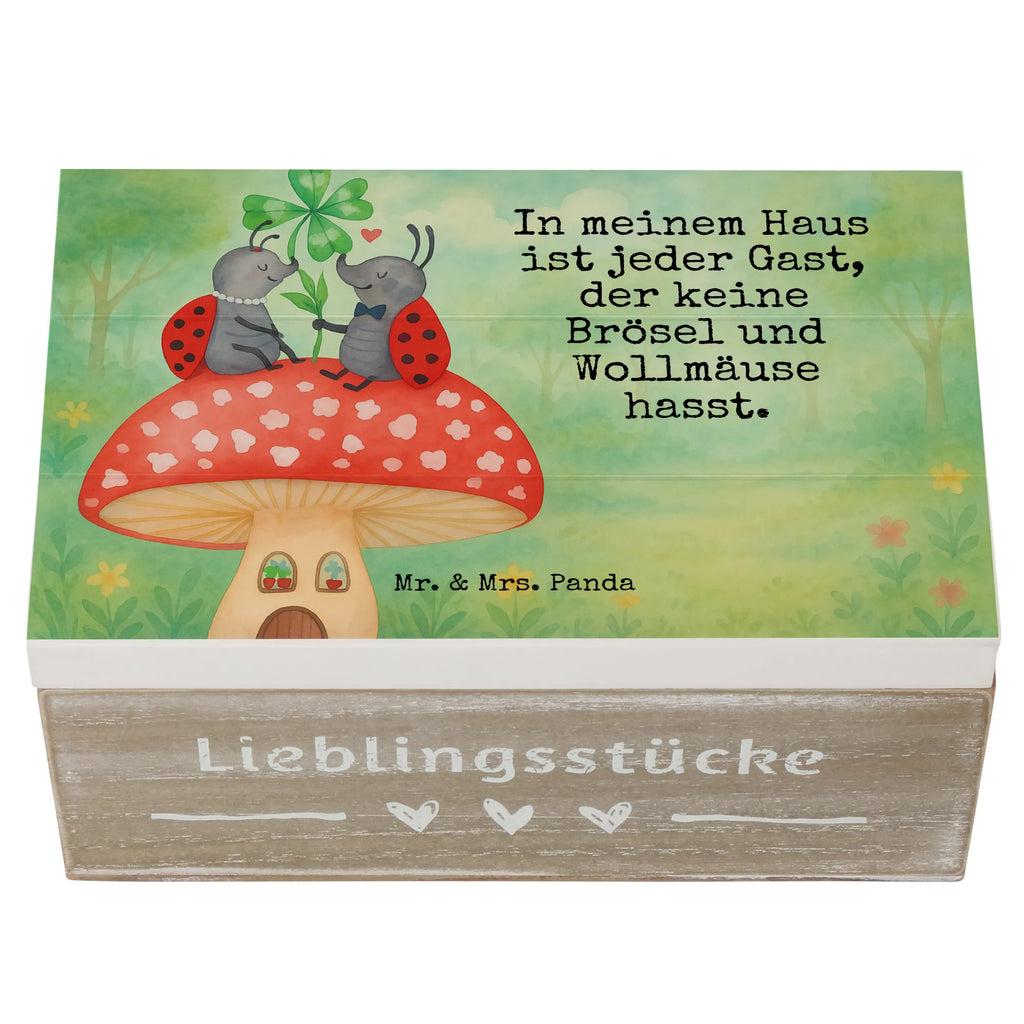 Skrzynia drewniana biedronka Muchomor Design Holzkiste, Kiste, Schatzkiste, Truhe, Schatulle, XXL, Erinnerungsbox, Erinnerungskiste, Dekokiste, Aufbewahrungsbox, Geschenkbox, Geschenkdose, Tiermotive, Gute Laune, lustige Sprüche, Tiere, Haus, Wohnung, zuhause, Fliegenpilz, Marienkäfer, Fleigenpilzhaus