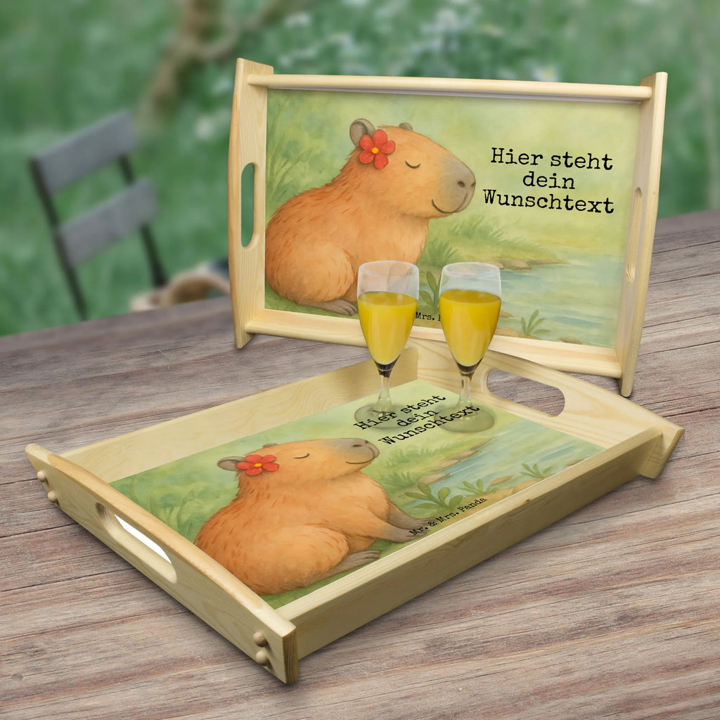 Personalisiertes Serviertablett Capybara Blume Design Tablett mit Namen, Serviertablett mit Namen, Personalisiertes Frühstückstablett, Personalisiertes Tablett, Personalisiertes Holztablett, Personalisiertes Küchentablett, Personalisiertes Serviertablett, Personalisiertes Dekotablett, Tiermotive, Gute Laune, lustige Sprüche, Tiere, Capybara