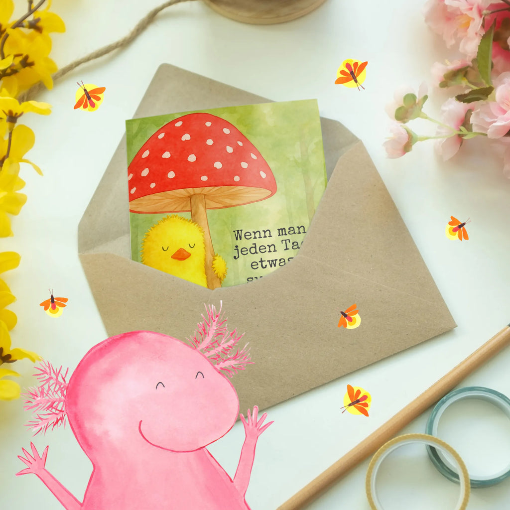 Grußkarte Küken Fliegenpilz Design Grußkarte, Klappkarte, Einladungskarte, Glückwunschkarte, Hochzeitskarte, Geburtstagskarte, Karte, Ansichtskarten, Ostern, Osterhase, Ostergeschenke, Osternest, Osterdeko, Geschenke zu Ostern, Ostern Geschenk, Ostergeschenke Kinder, Ostern Kinder, Küken, Fliegenpilz, Glückspilz, Frohe Ostern, Ostergrüße