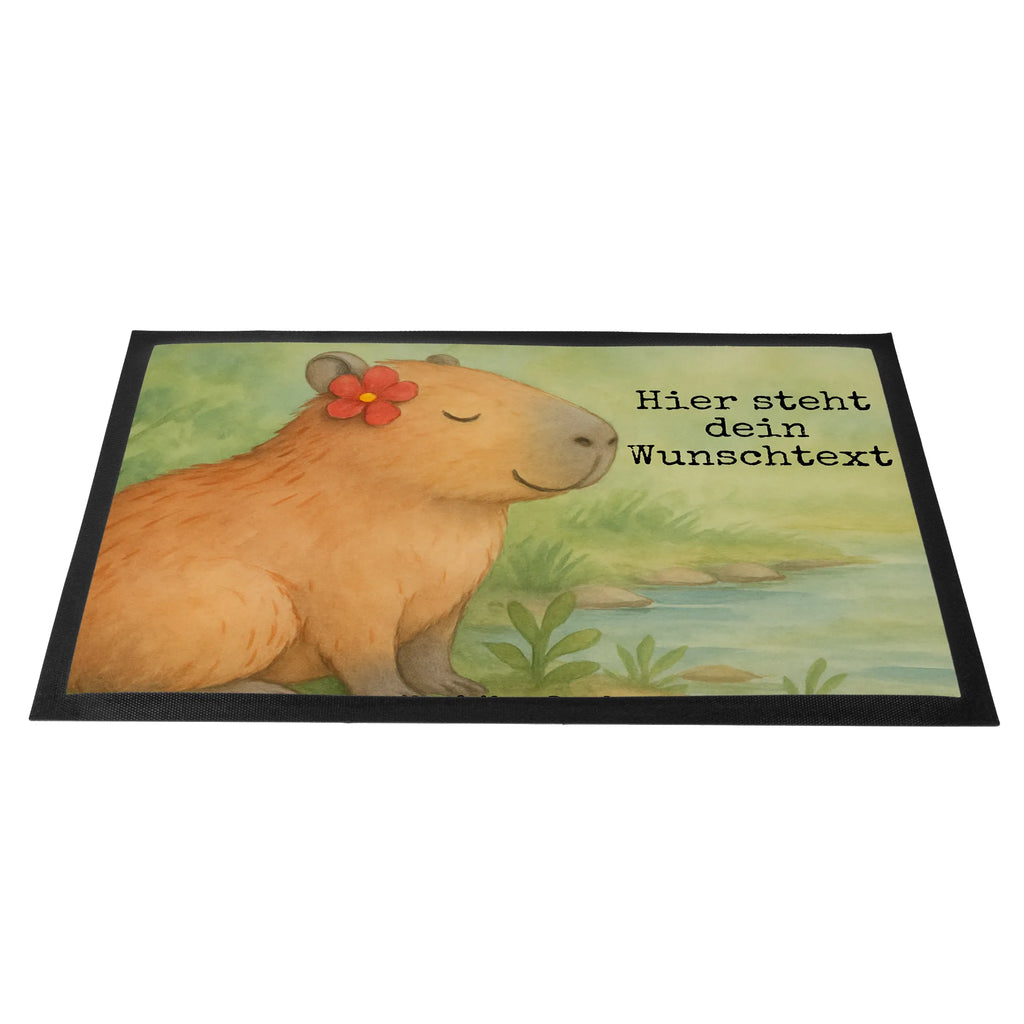 Personalisierte Fußmatte Capybara Blume Design Bedrucken, Fußmatte bedrucken, Türvorleger mit Namen, Personalisierte Fußmatte, Wunschnamen, Haustürmatte personalisiert, Namensfussmatte, Personalisiert, Personalisieruung, Fußmatte mit Namen, Türvorleger personalisiert, Tiermotive, Gute Laune, lustige Sprüche, Tiere, Capybara