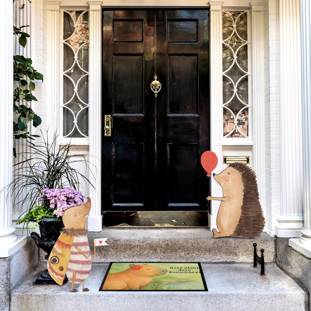 Personalisierte Fußmatte Capybara Blume Design Bedrucken, Fußmatte bedrucken, Türvorleger mit Namen, Personalisierte Fußmatte, Wunschnamen, Haustürmatte personalisiert, Namensfussmatte, Personalisiert, Personalisieruung, Fußmatte mit Namen, Türvorleger personalisiert, Tiermotive, Gute Laune, lustige Sprüche, Tiere, Capybara