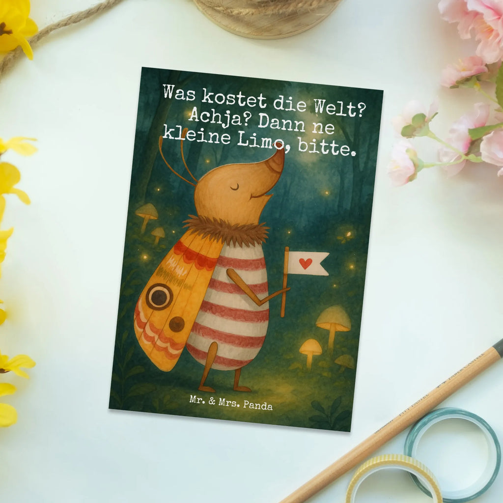 Postkarte Nachtfalter Fähnchen Design Postkarte, Karte, Geschenkkarte, Grußkarte, Einladung, Ansichtskarte, Geburtstagskarte, Einladungskarte, Dankeskarte, Ansichtskarten, Einladung Geburtstag, Einladungskarten Geburtstag, Tiermotive, Gute Laune, lustige Sprüche, Tiere, Nachtfalter, Käfer, Spruch lustig, Spruch witzig, süß, niedlich, Küche Deko, Was kostet die Welt