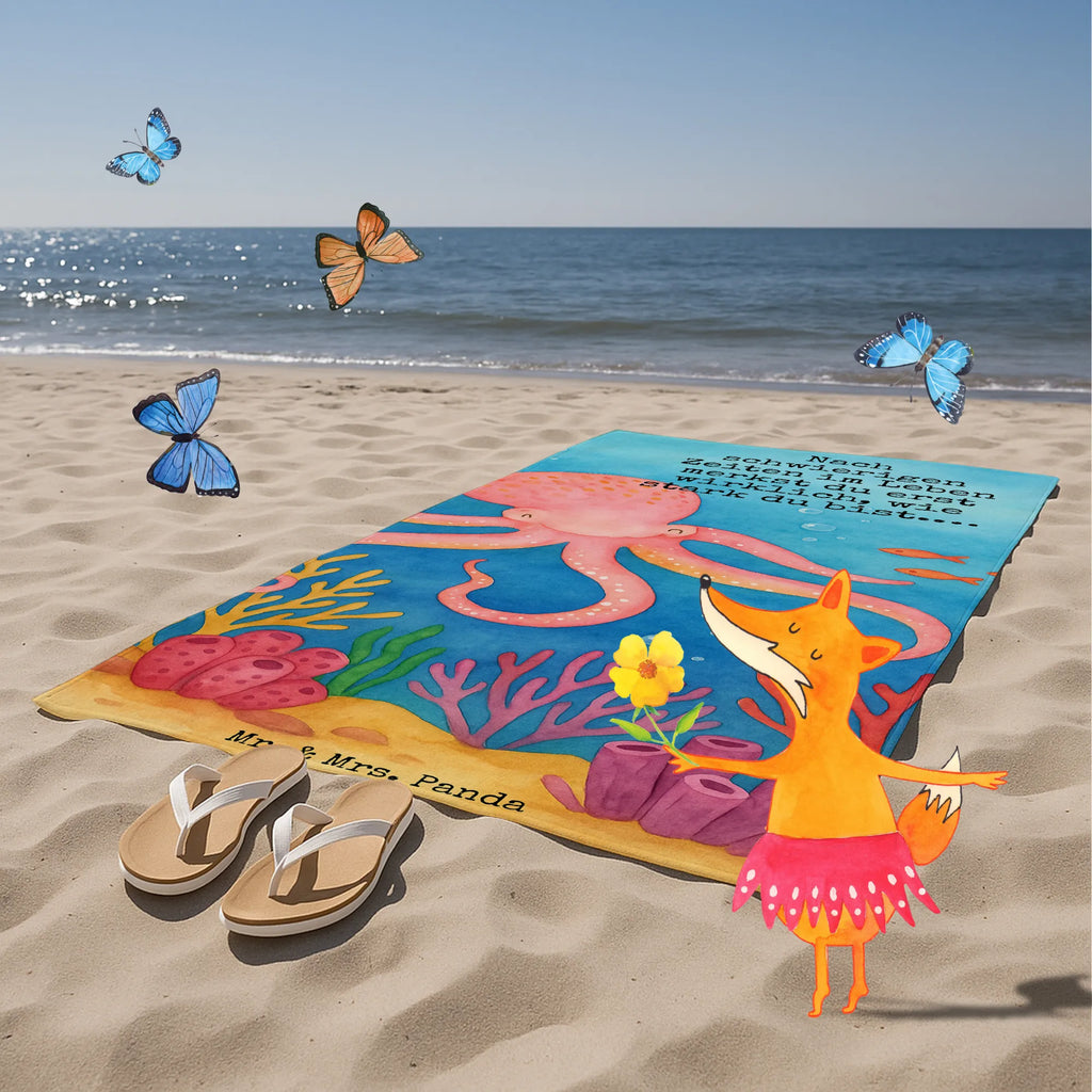 Badehandtuch Tintenfisch Design Duschtuch, Badetuch, Strandtuch, Saunatuch, Kinder Handtuch, Tiermotive, Gute Laune, lustige Sprüche, Tiere, Meer, Meerestier, Krake, Tintenfisch, Arme, Wasser, Ozean