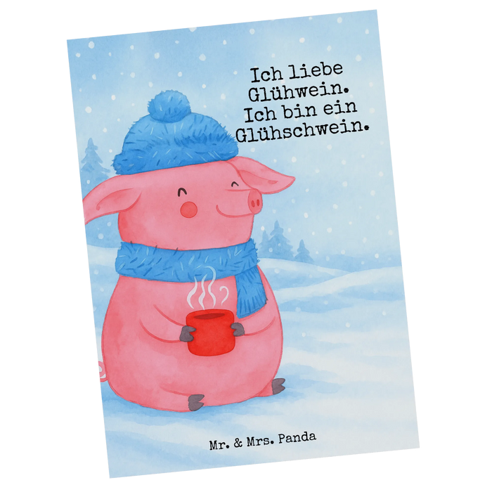 Pocztówka świnia grzane wino Design