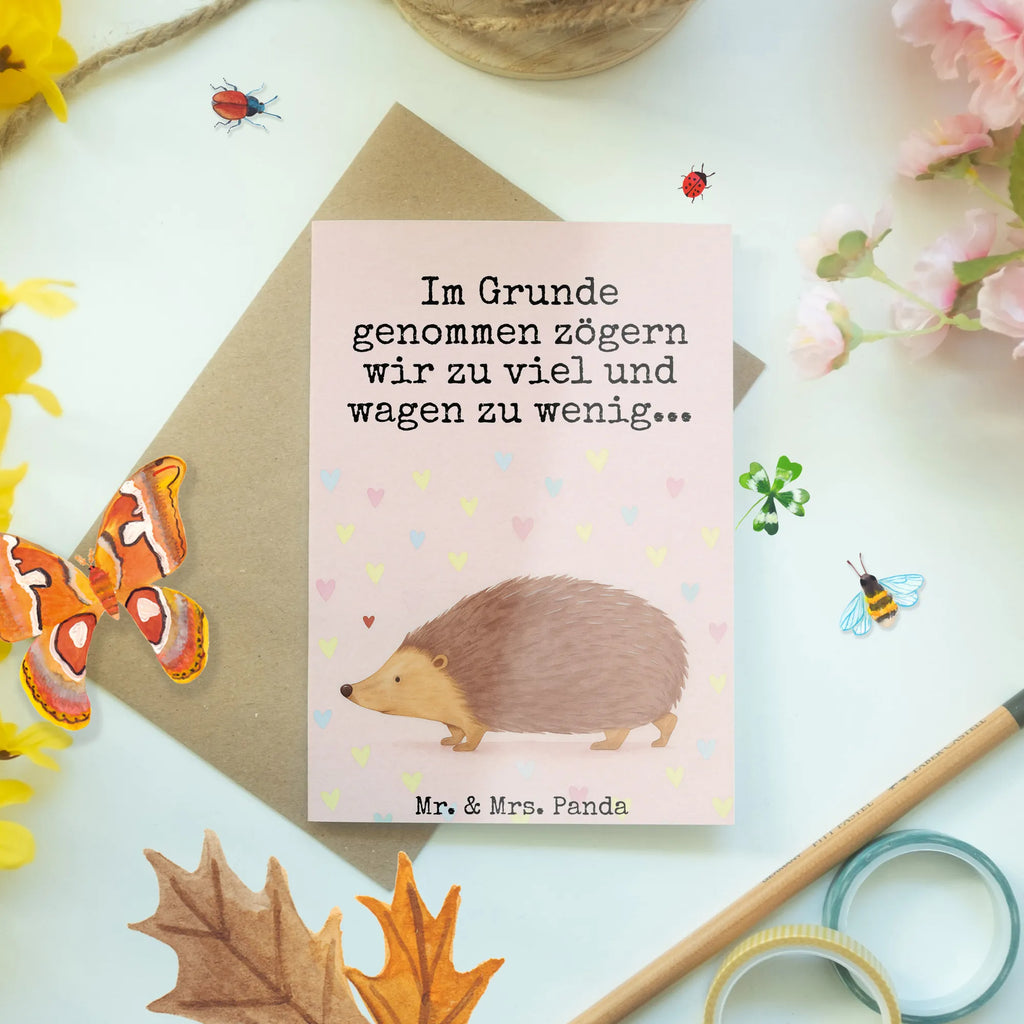 Greetings card Hedgehog hearts Design Grußkarte, Klappkarte, Einladungskarte, Glückwunschkarte, Hochzeitskarte, Geburtstagskarte, Karte, Ansichtskarten, Tiermotive, Gute Laune, lustige Sprüche, Tiere, Liebe, Herz, Herzen, Igel, Vertrauen, Kuss, Leben